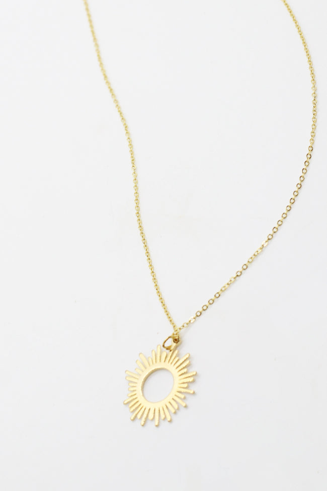 golden sun rays necklace