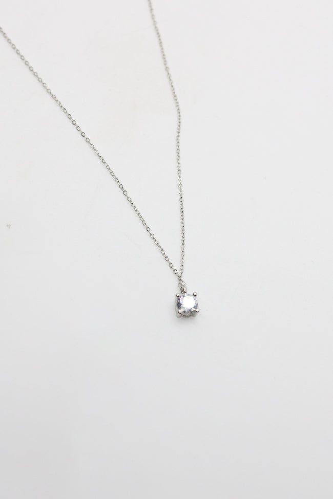 Crystal Pendant Silver Necklace
