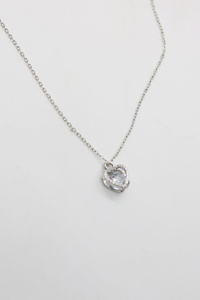 Crystal Heart & Silver Necklace