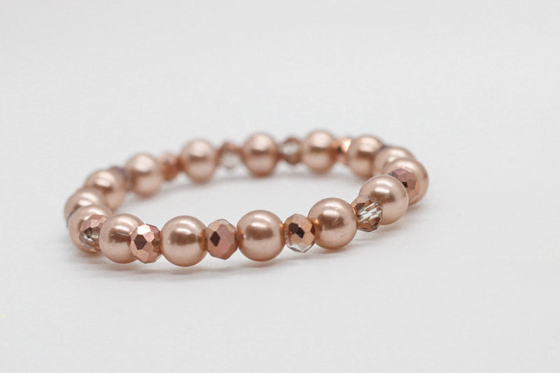 Rose Gold Pearl Crystals Bracelet