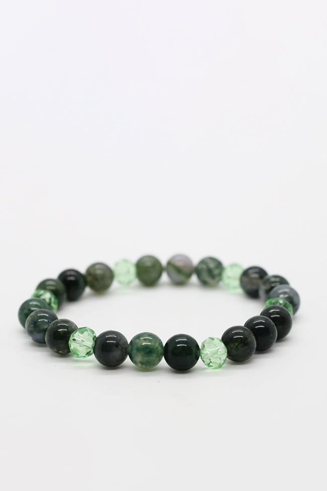 Moss Agate & Green Crystal