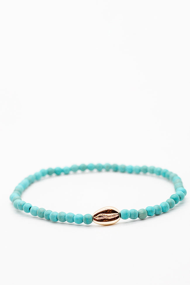 teal anklet with shell