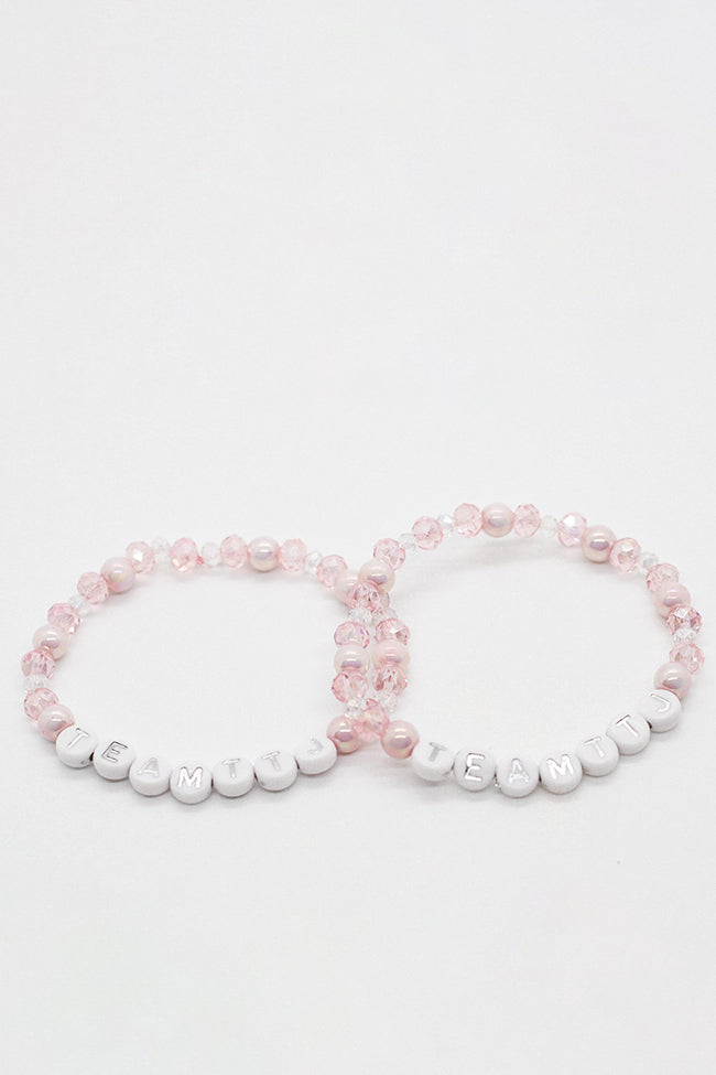 small pink pearl and crystal bracelet 