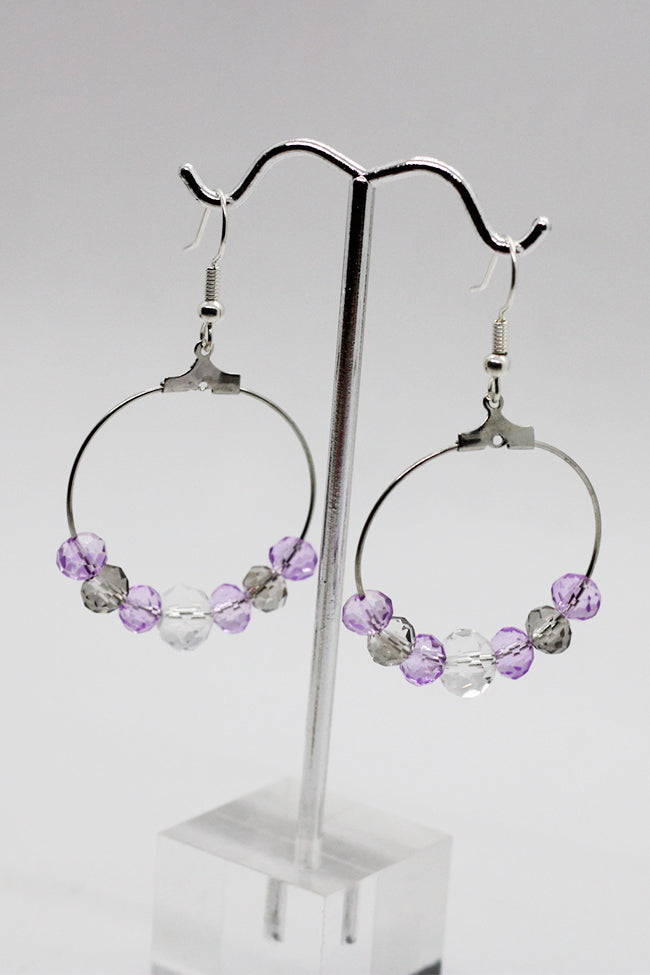 Purple & Silver Crystals Earrings