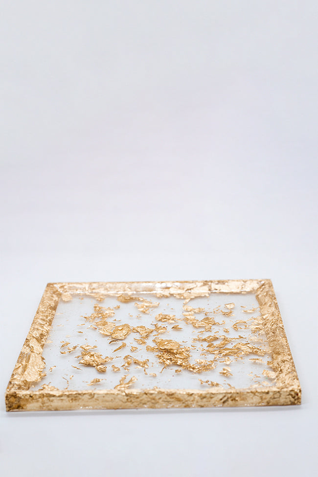 gold square tray
